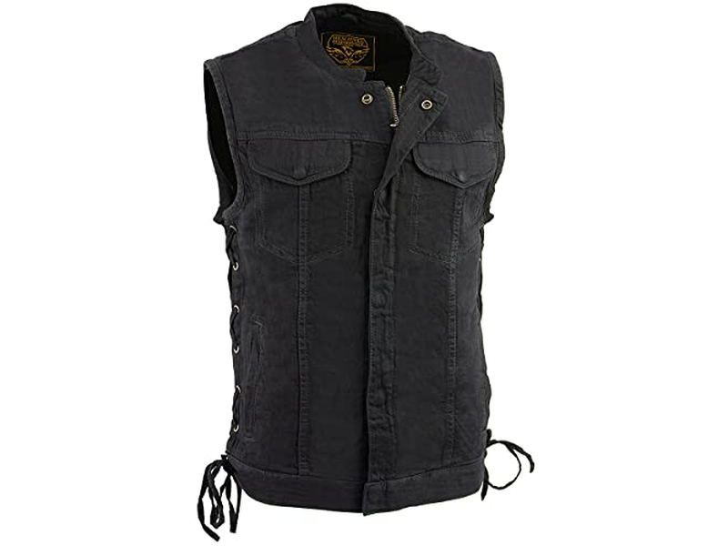 Black Denim Club Style Vest with Side Lace
