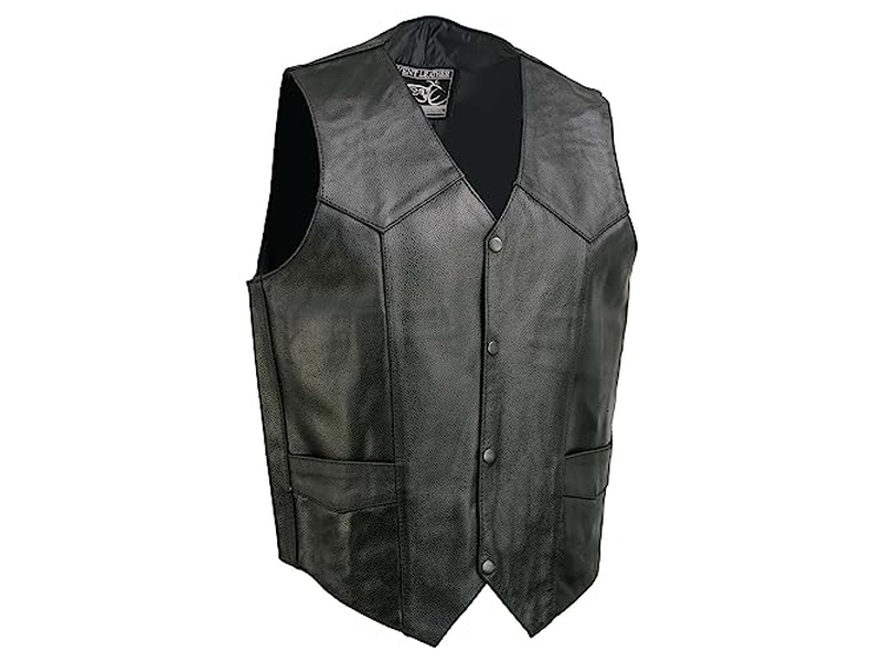 Black Motorcycle Leather Vest for Men