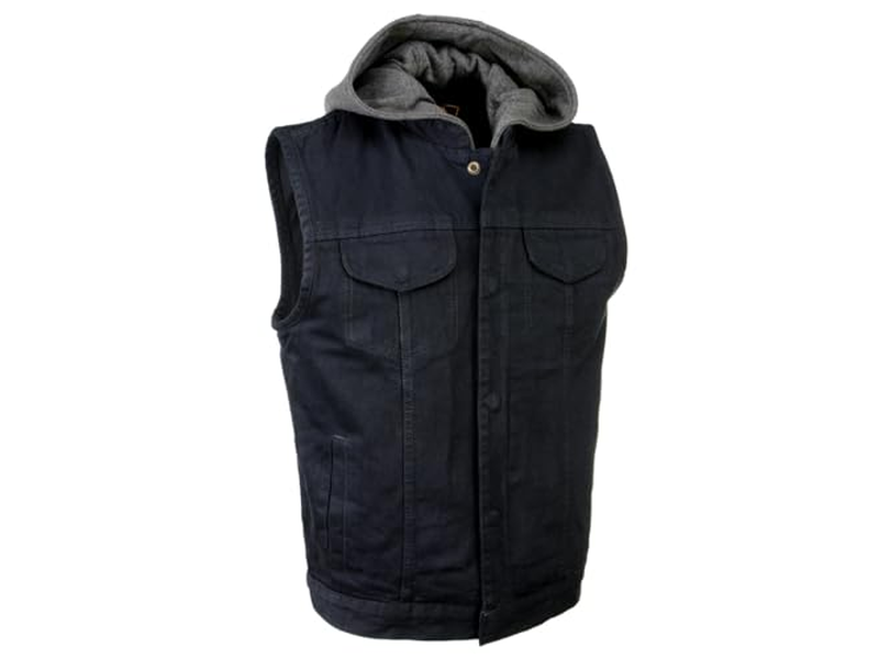 Club Denim Motorcycle Biker Vest with Hoodie