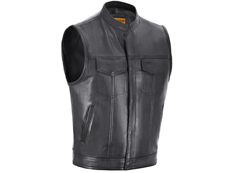 Leather Motorcycle Vest SOA Club Vest Black Biker Vest