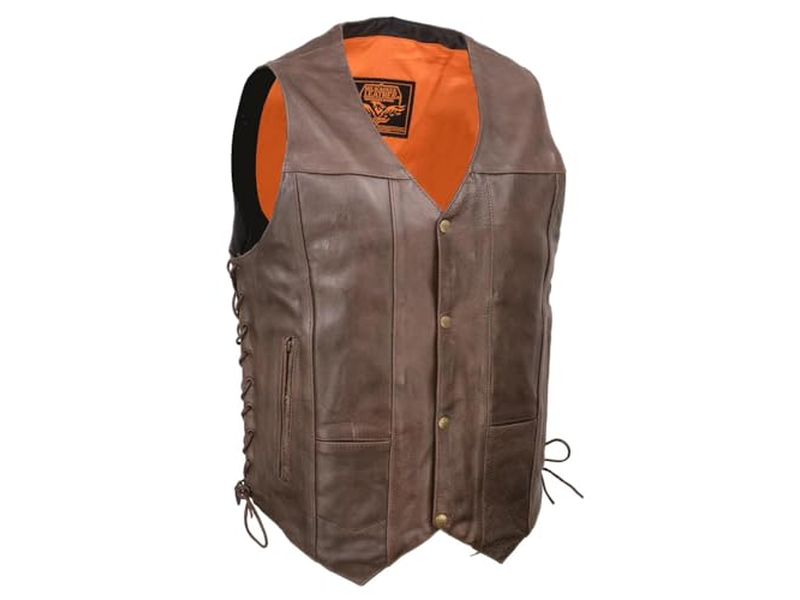 Leather Western Style V-Neck Motorcycle Rider Vest