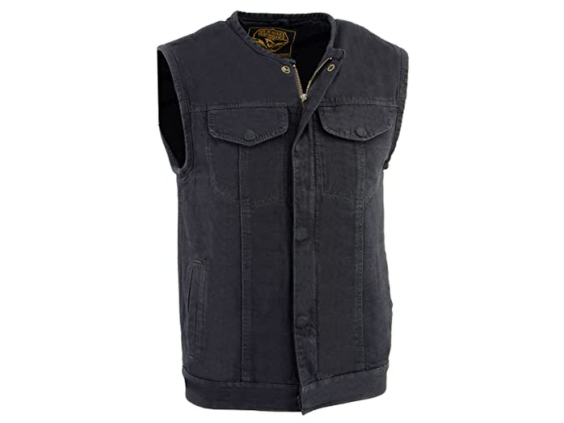 Men's 'Covert' Black Denim Motorcycle Biker Vest