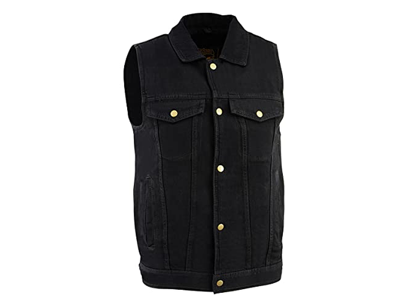Men's Black Denim Motorcycle Biker Riders Vest 
