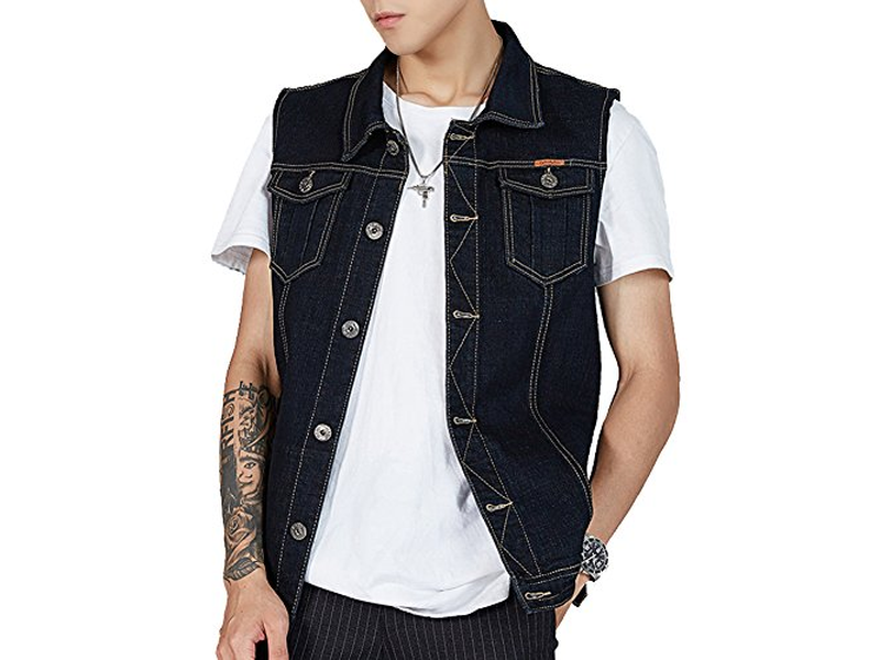 Men's Denim Vest Sleeveless Jean Vest