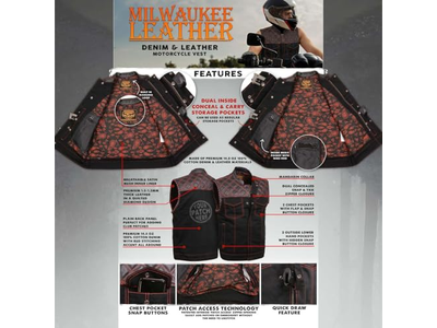 Black Denim and Leather Club Style Vest Quilt Design