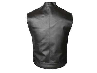 Club Style Motorcycle Vest Carry Pockets Cowhide Back