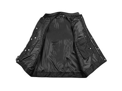 Club Style Motorcycle Vest Carry Pockets Cowhide Back