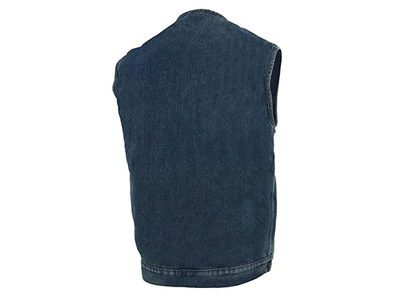 Biker's Edge Men's Denim Collarless Club Style Vest