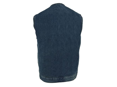 Biker's Edge Men's Denim Collarless Club Style Vest