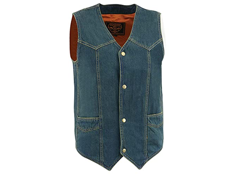 Black Classic Denim Western Style Cowboy Biker Vest