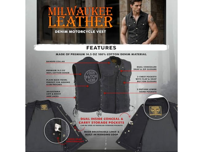 Black Denim Club Style Vest with Side Lace