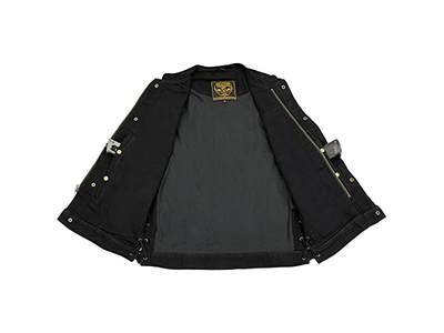 Black Denim Club Style Vest with Side Lace