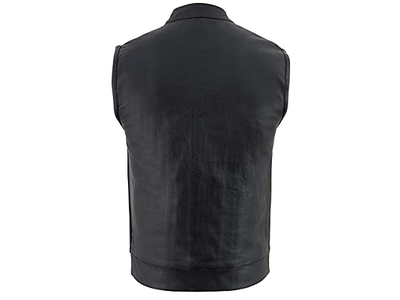 Black Leather Club Style Motorcycle Rider Vest