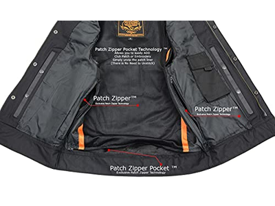 Black Leather Club Style Motorcycle Rider Vest