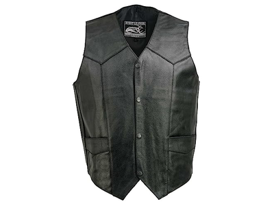 Black Motorcycle Leather Vest for Men