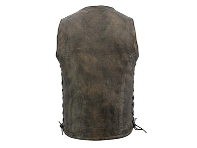 Brown 10 Pocket Motorcycle Leather Vest