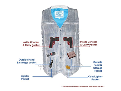 Brown 10 Pocket Motorcycle Leather Vest