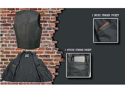 Classic Snap Button Black Motorcycle Leather Vest