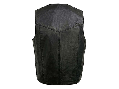 Classic Snap Button Black Motorcycle Leather Vest