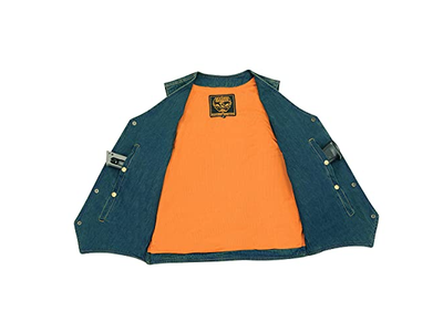 Classic Western V-Neck Premium Denim Motorcycle Biker Vests