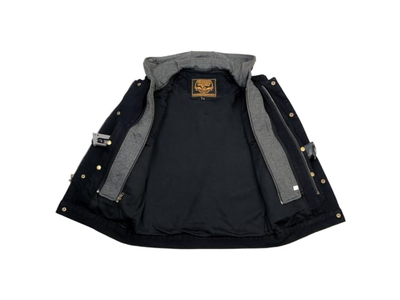 Club Denim Motorcycle Biker Vest with Hoodie