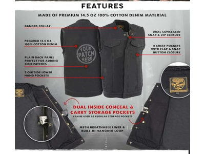 Club Style Premium Denim Motorcycle Biker Vests