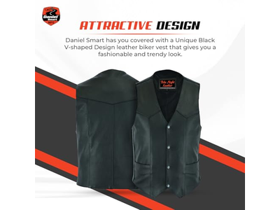 Daniel Smart Biker Vest for Men Economy Cowhide