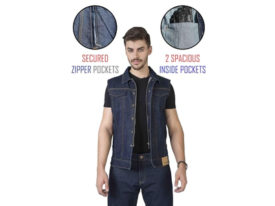 Denim Vest True-Blue-Men's Vests Casual-Motorcycle