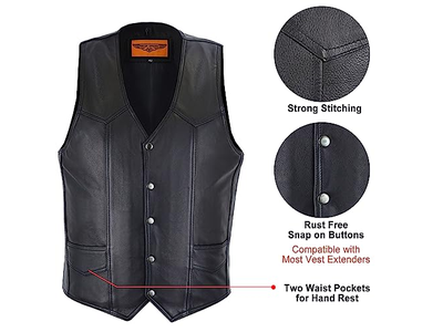 Dream Apparel Mens Leather Motorcycle Vest