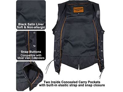 Dream Apparel Womens Black Leather Motorcycle Vest