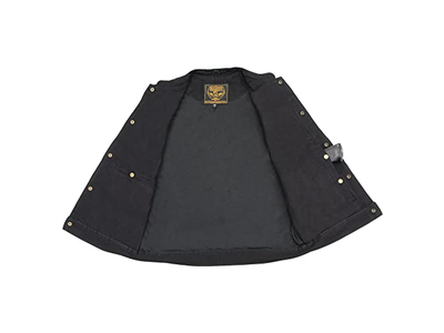 Leather Men's Black Denim Textile Motorcycle Vest