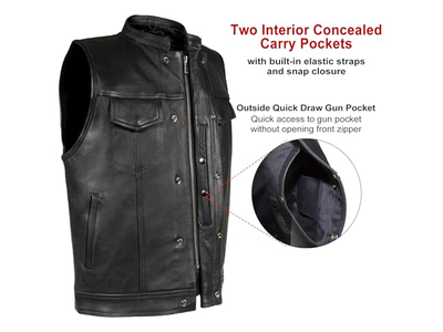 Leather Motorcycle Vest SOA Club Vest Black Biker Vest