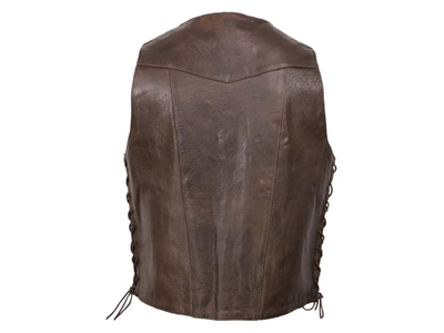 Leather Western Style V-Neck Motorcycle Rider Vest