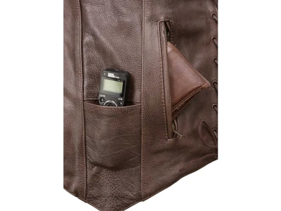 Leather Western Style V-Neck Motorcycle Rider Vest