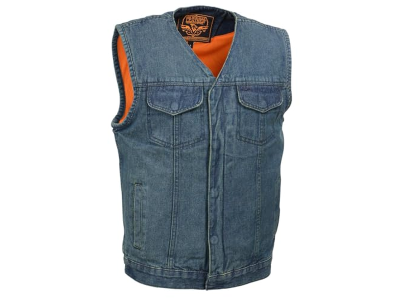 Men's 'Brute' Concealed Snap Blue Denim V-Neck Club