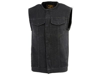 Men's 'Covert' Black Denim Motorcycle Biker Vest