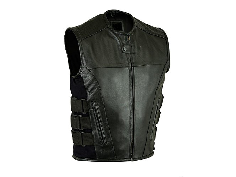 Men's Adjustable Sleeveless Leather Vest With Updated