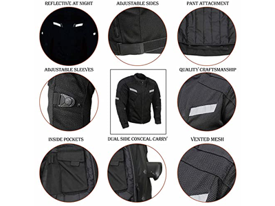 Men's Black CE Armored Textile Motorcycle Jacket