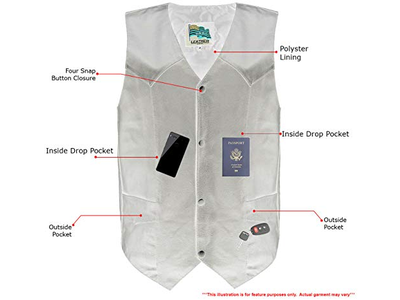 Men's Black Classic Club Style Motorcycle Original Leather Vest