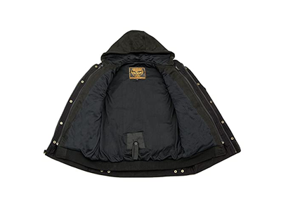 Men's Black Denim '5-in-1' Club Style Vest with Removable Hoodie