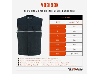 Men's Black Denim Collarless Club Vest with Conceal