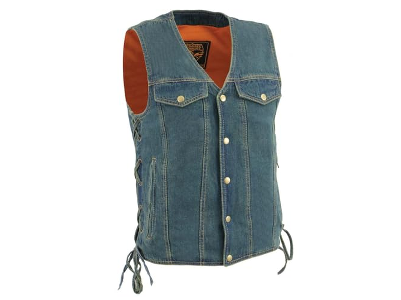 Men's Classic Blue Denim Motorcycle Biker Riders Ves