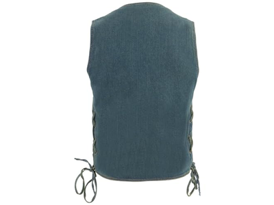 Men's Classic Blue Denim Motorcycle Biker Riders Ves