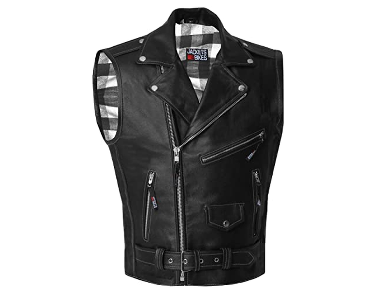 Men's Classic Cowhide Leather Motorcycle Biker Vest
