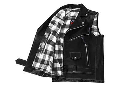 Men's Classic Cowhide Leather Motorcycle Biker Vest