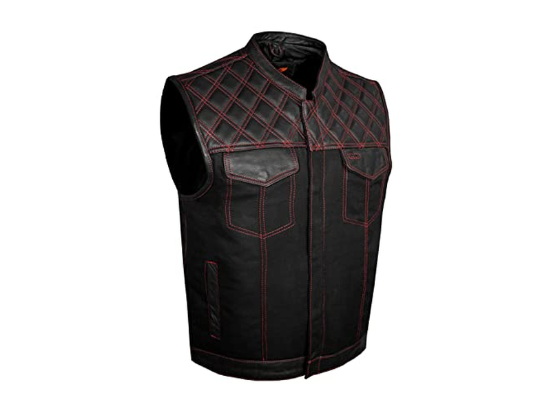 Men's Denim & Leather Motorcycle Vest
