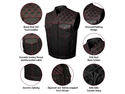 Men's Denim & Leather Motorcycle Vest