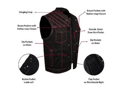 Men's Denim & Leather Motorcycle Vest