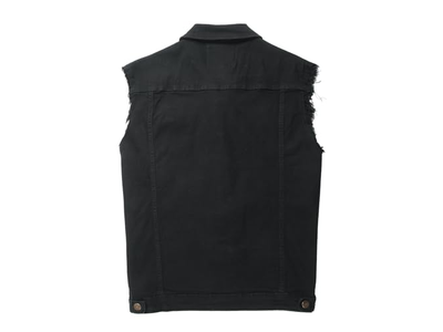 Men's Denim Vest Sleeveless Jean Jacket Ripped Stretchy