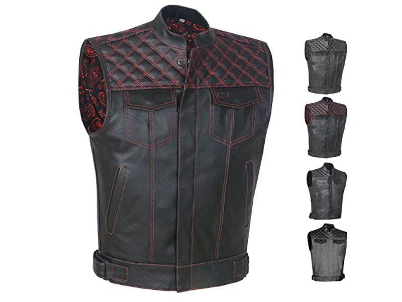 Men's Leather Motorcycle Concealed Gun